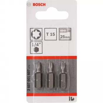 Bosch ruuvauskärki erittäin kova, 3 kpl, Torx, T15, teräs, T15, 25 mm
