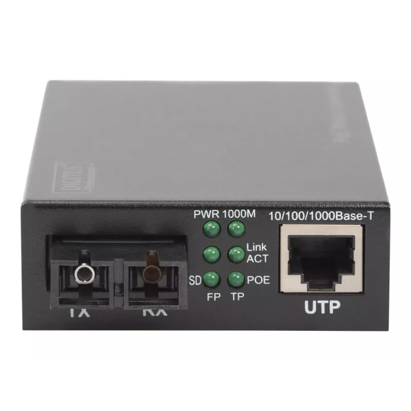 Digitus Gigabit PoE -mediakonvertteri, RJ45 / SC, SM, PSE