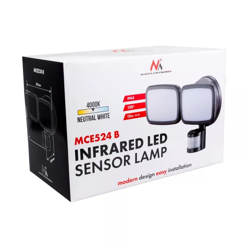 LED-seinävalaisin MACLEAN MCE524 PIR-liiketunnistimella, malli MCE524 B