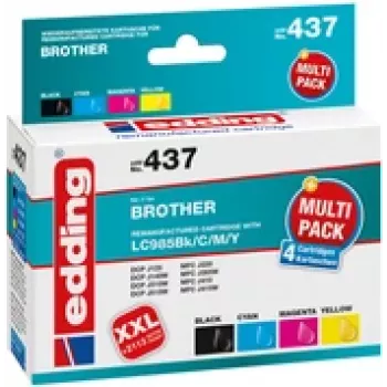 edding mustepatruunat EDD-437 musta, syaani, magenta, keltainen yhteensopiva brother LC-985BK/C/M/ kanssa