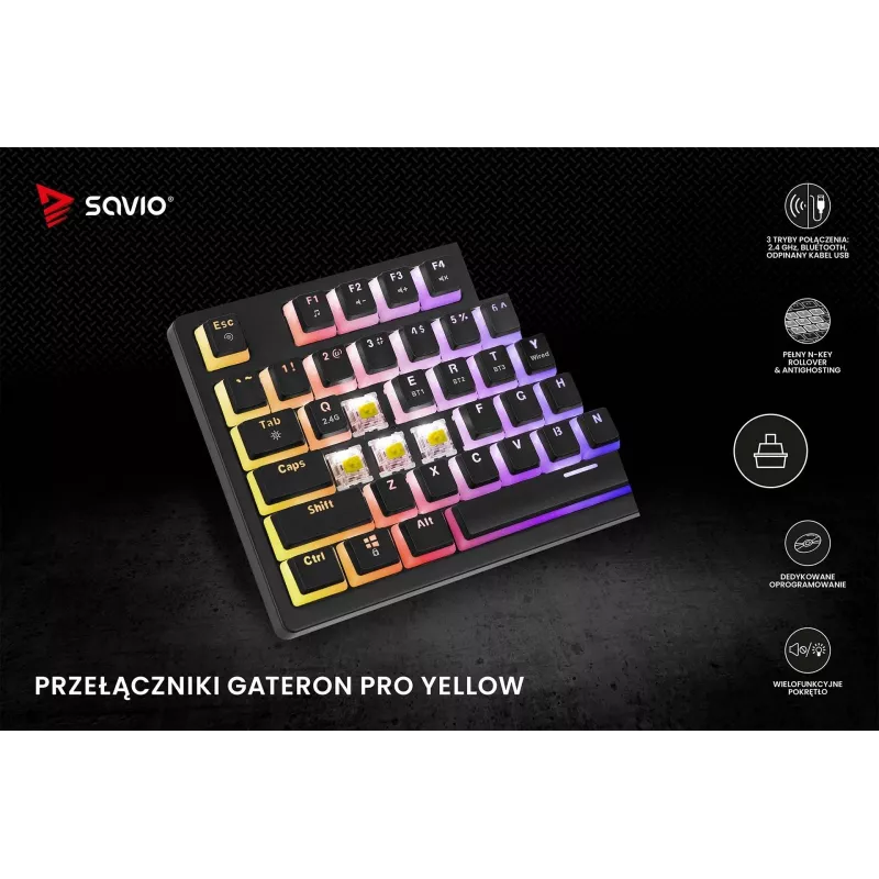 Savio SAVGK-PHENIX YELLOW PUDDING keltainen USB-näppäimistö