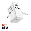 Fixed | Voyager 85W matkasovitin EU-, UK- ja USA/AUS-käyttöön, 4xUSB-C ja 1xUSB-lähtö | sovitin