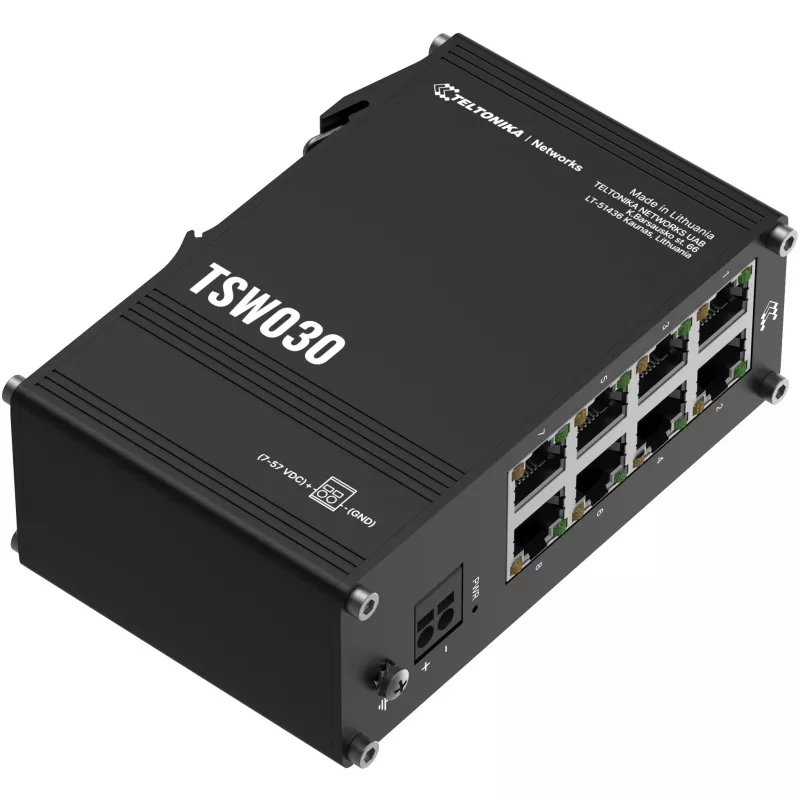Teltonika TSW, hallitsematon 8-porttinen teollisuus-Ethernet-kytkin