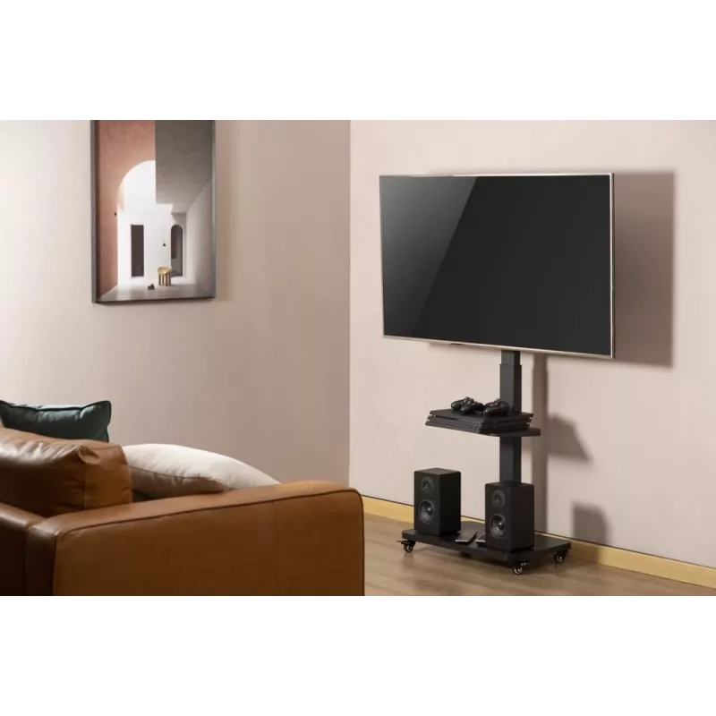 Gembird TVS-75S-02 TV-jalusta pyörillä, 37 - 75, musta