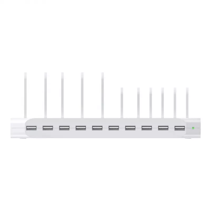 Unitek latausasema 10x USB 2.4A 60W valkoinen