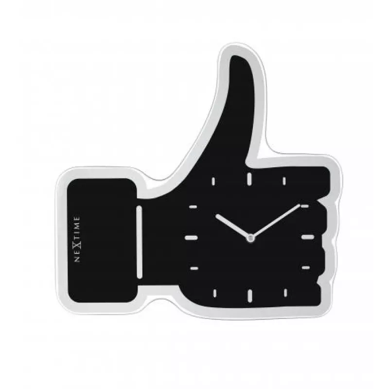 NeXtime seinäkello 3072zw Thumbs up, 40,5x41 cm, seinäkello, musta/hopea