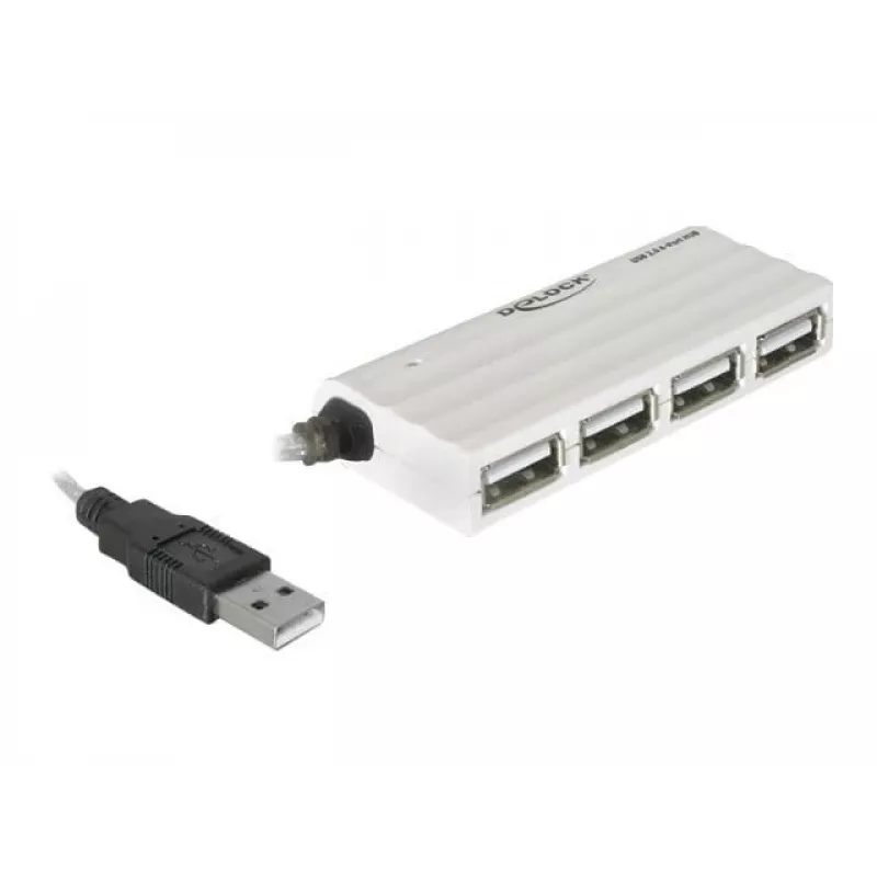 USB-keskitin DeLOCK 87445 4-porttinen ulkoinen 480 Mbit/s valkoinen