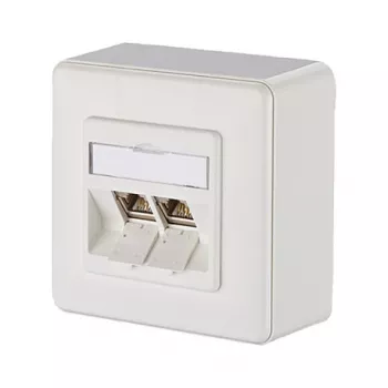 METZ CONNECT BTR E-DAT -moduulit 8/8(8) AP - seinärasia - RJ-45 x 2 - puhtaanvalkoinen, RAL 9010 (1309120002-E)