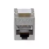 Suojattu Cat.6A ohut Keystone-liitin, EQUIP 767223, työkaluton, RJ-45, litteä, hopea, 8 kpl