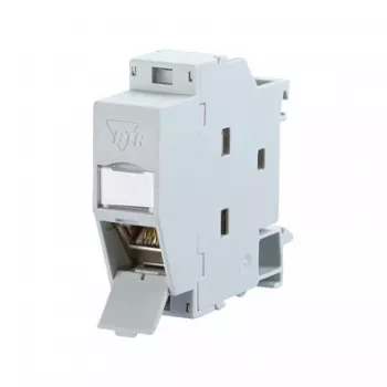 METZ CONNECT REGplus IP20 E-DAT -moduuli, CAT 6A -pistorasia TH35-kiskoon, harmaa