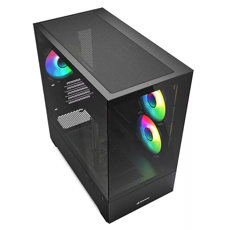 Sharkoon MK6 RGB Micro-ATX tietokonekotelo, musta, karkaistu lasi