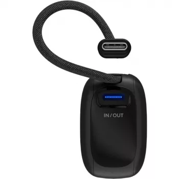 Varavirtalähde 5 000 mAh, integroitu USB-C-kaapeli 13 cm, 20 W (musta, 5 Ah, 1x USB-A, 1x USB-C, PD, QC)