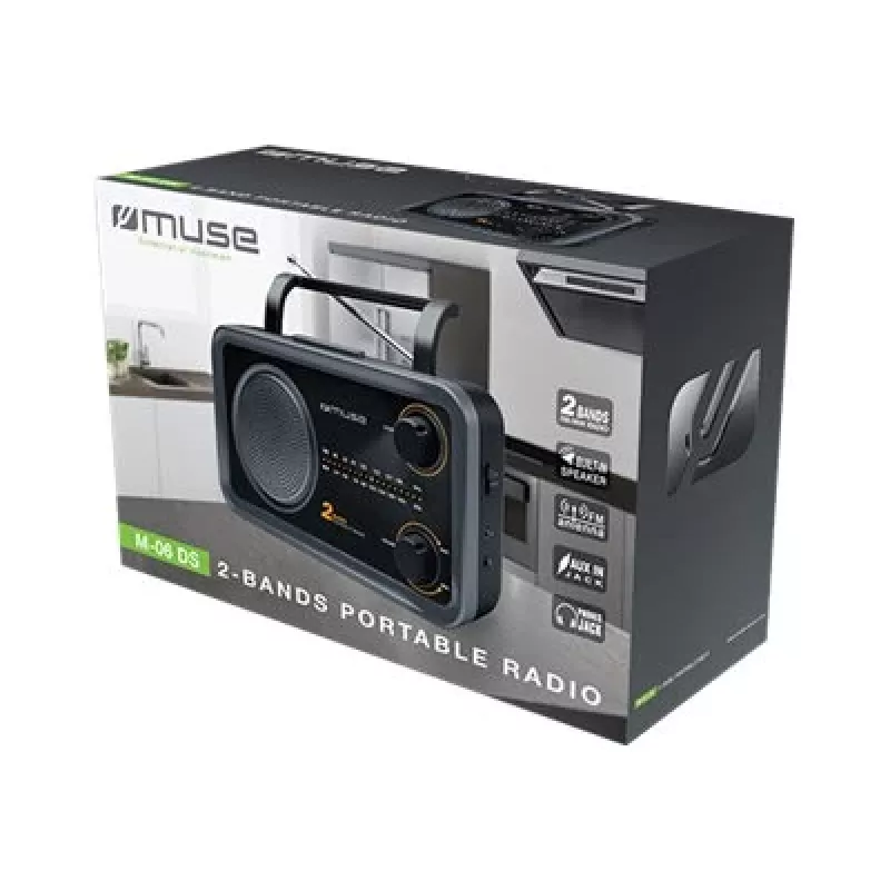 Muse | 2-alueinen kannettava radio | M-06DS | AUX-tulo | harmaa