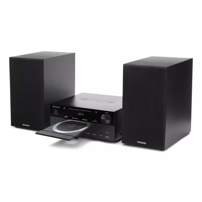Kotiaudiomikrojärjestelmä Aiwa MSBTU-550 — 50 W RMS, Bluetooth 10 m, FM, LED-näyttö, RCA, musta