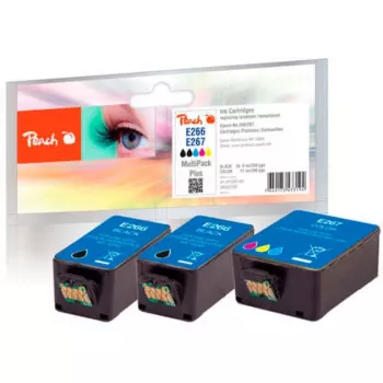 Peach PI200-587 mustepatruuna 3 kpl musta, syaani, magenta, keltainen