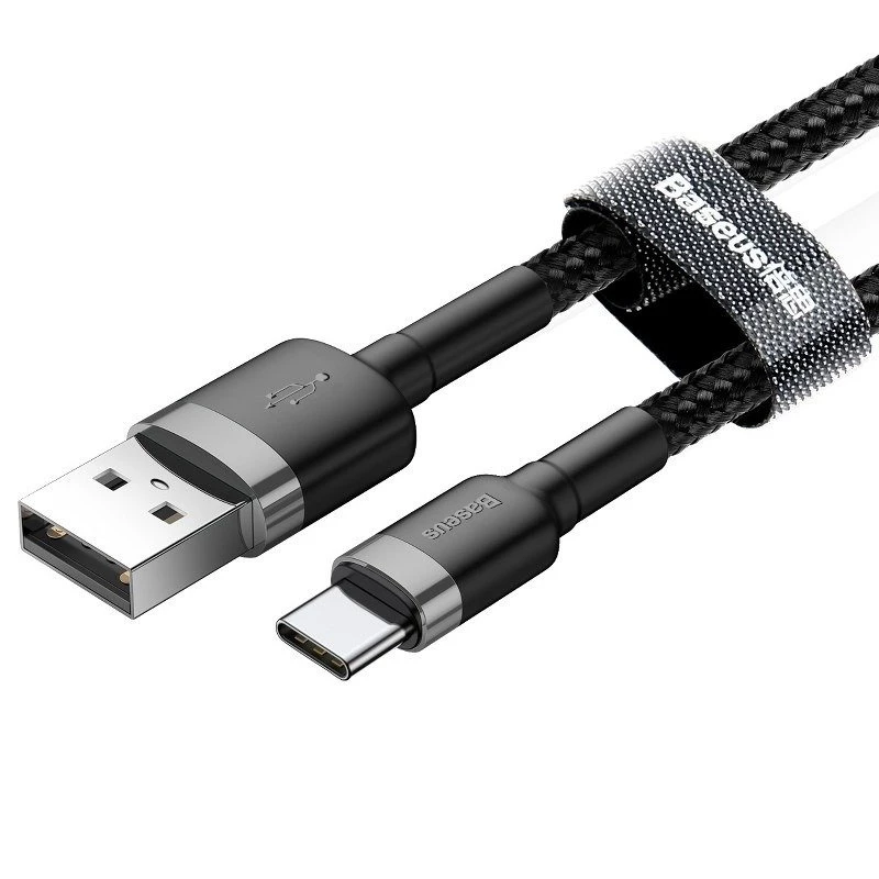 Baseus Cafule USB USB-C 3A 1m (harmaa-musta)