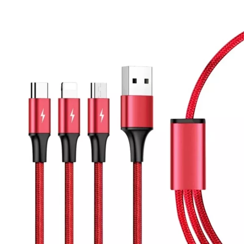 UNITEK C4049RD USB-kaapeli 1,2 m USB A USB C/Micro-USB B/Lightning punainen