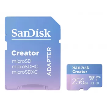 SanDisk Creator MicroSD-muistikortti 256 GB, suuret siirtonopeudet jopa 190 MB/s