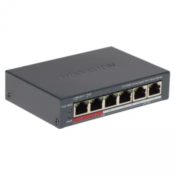 Verkkokytkin Hikvision DS-3E0106P-E/M(B) — 6-porttinen PoE Ethernet -kytkin