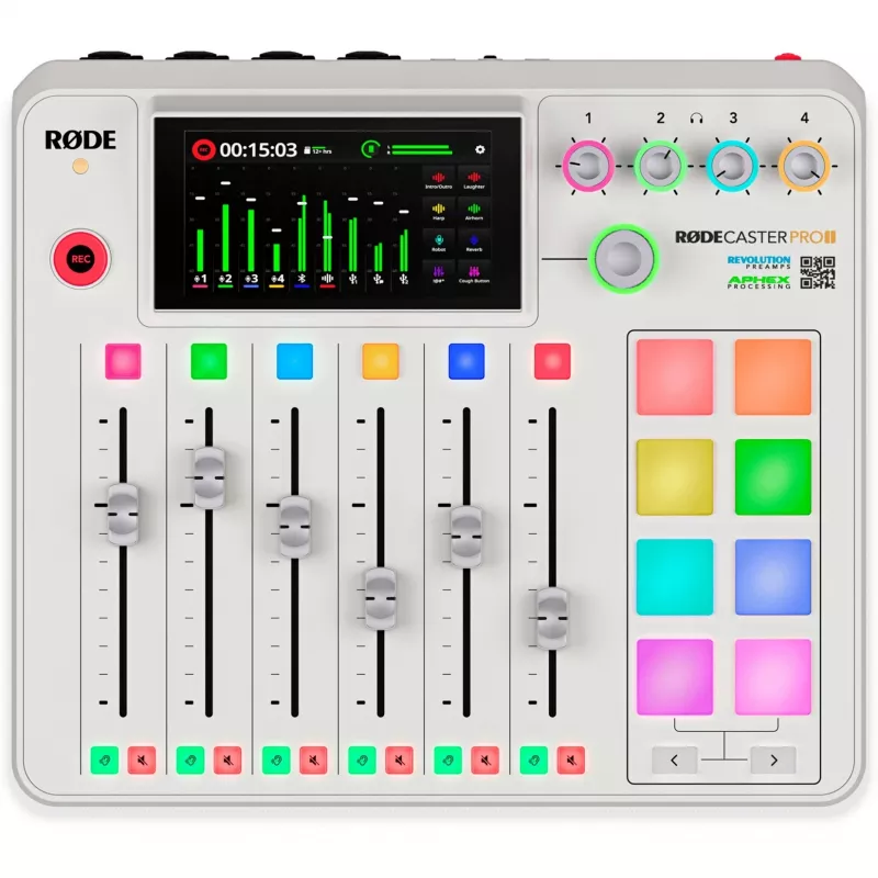 Ääniliitäntä Rode RodeCaster Pro II valkoinen — monikanavainen USB-tallennuskonsoli