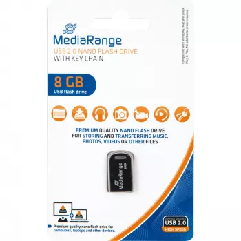 MediaRange Nano - USB-muistitikku - 8 GB - USB2.0 - musta (MR920)