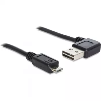 Delock Easy - USB-kaapeli - USB (uros) vasen/oikea kulma, käännettävä Micro-USB Type-B (uros) suora - USB2.0 - 50 cm - musta (85163)