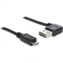 Delock Easy - USB-kaapeli - USB (uros) vasen/oikea kulma, käännettävä Micro-USB Type-B (uros) suora - USB2.0 - 50 cm - musta (85163)