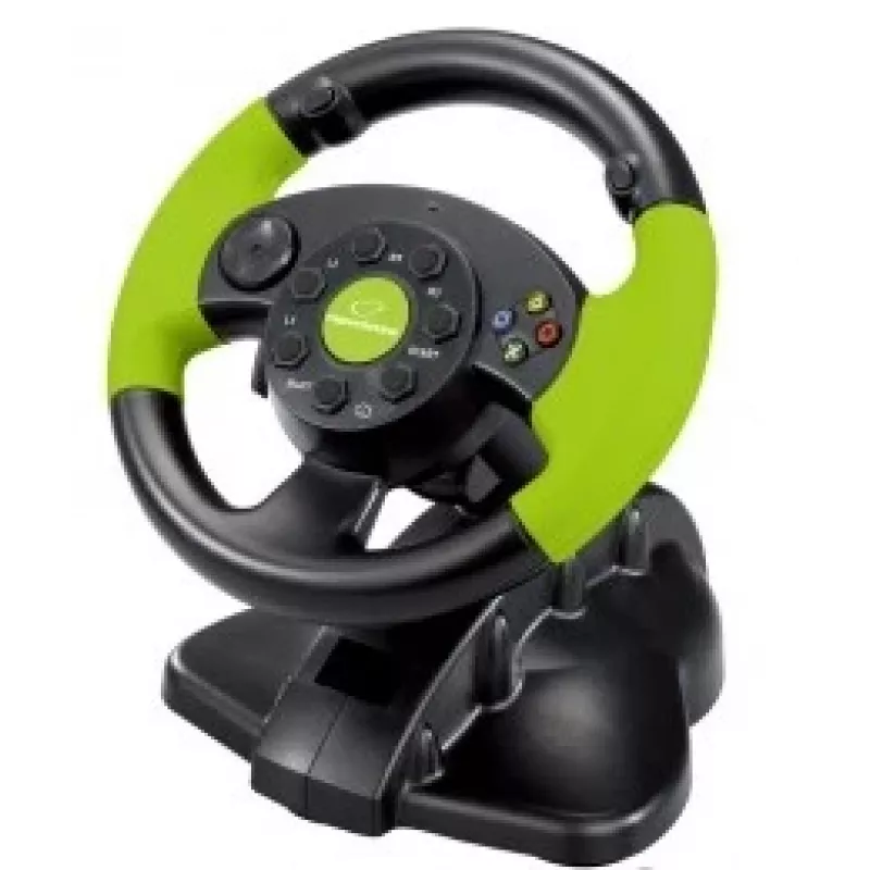 Esperanza EG104 High Octane ohjauspyörä poljinten kanssa, PC/PS3/Xbox 360, musta/vihreä