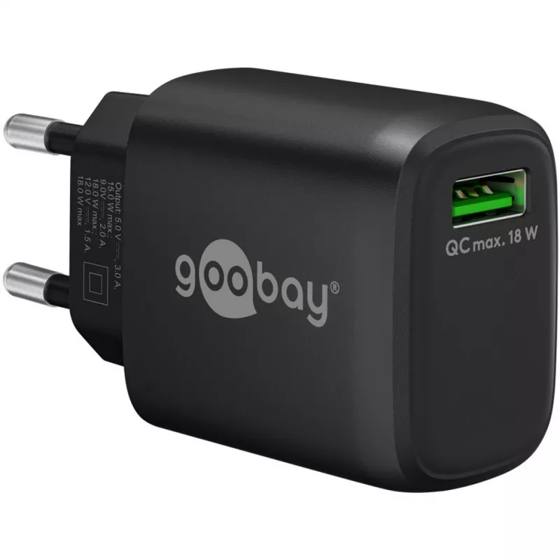 USB-A QC-pikalaturi (18 W) (musta)