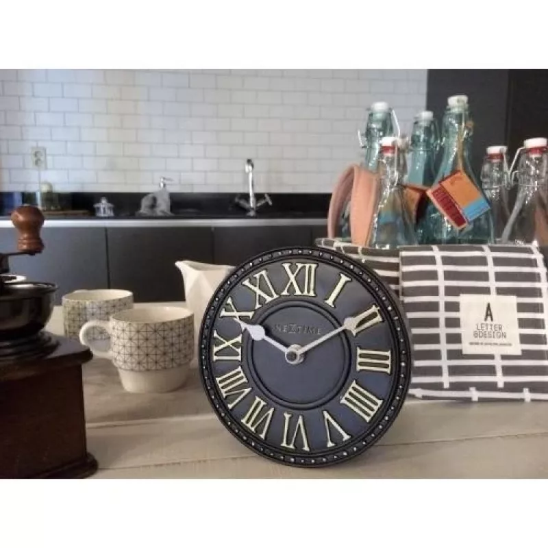 NeXtime kello 5187zw London pöytäkello, Ø16 cm, seinäkello, musta/valkoinen