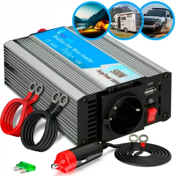 Auton jännitemuunnin Extralink OPIM-500W 12V, 500W modifioitu sini, alumiinikotelo, aktiivinen jäähdytys
