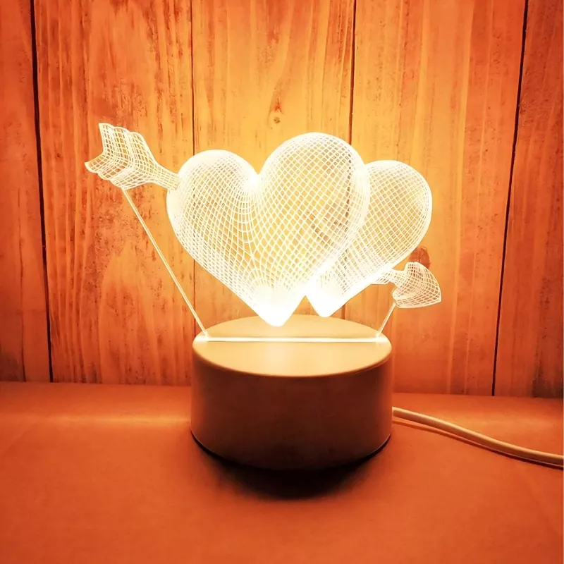 Yövalo Extralink HOME 3D optinen harha 'Pierced Hearts' USB-yöpöytävalo