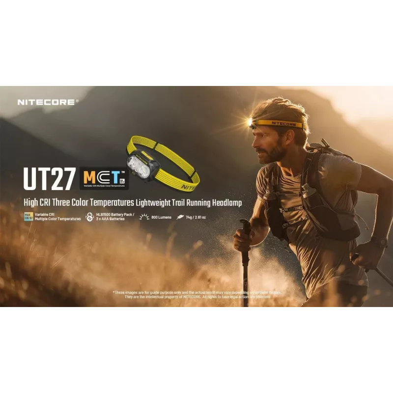 Nitecore UT27 MCT musta, keltainen otsalamppu-LED