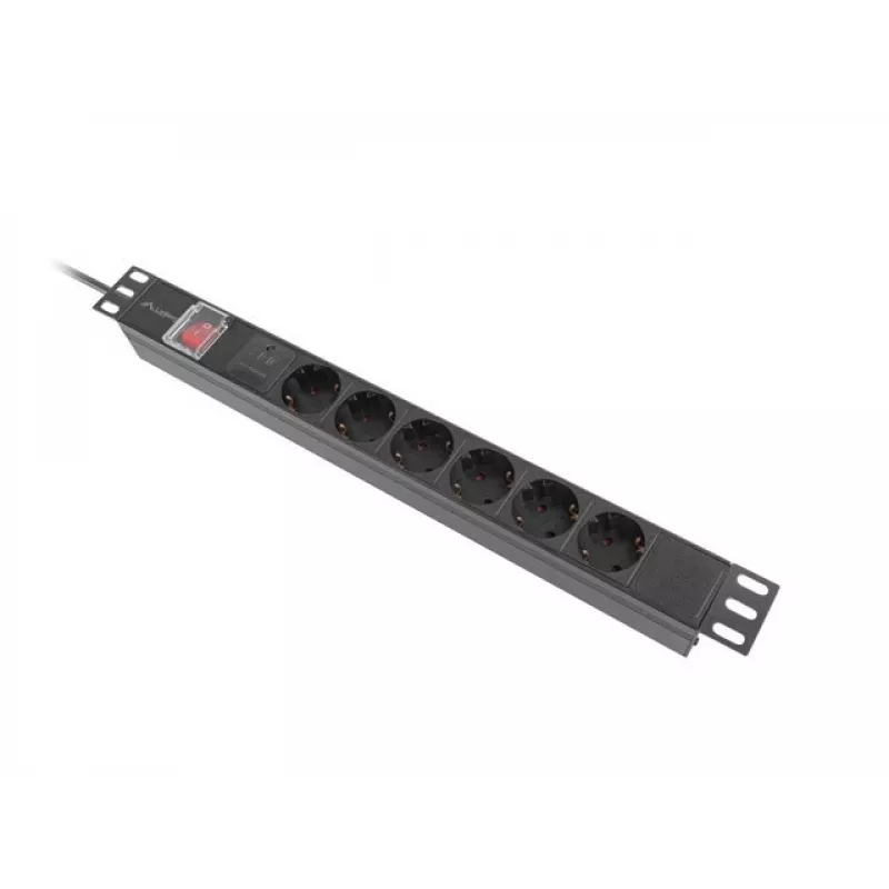 Lanberg PDU-05F-0200-BK virtajakoyksikkö (PDU) 5 AC-lähtöä 1U musta