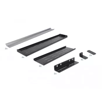 Delock DIN-kiskokiinnityssarja - telineeseen asennettava - musta - 4U - 48.3 cm (19