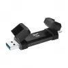 USB-muistitikku Silicon Power DS72 1 TB, USB 3.2 Gen 2 Type-A / Type-C, alumiini-kumikotelo, musta