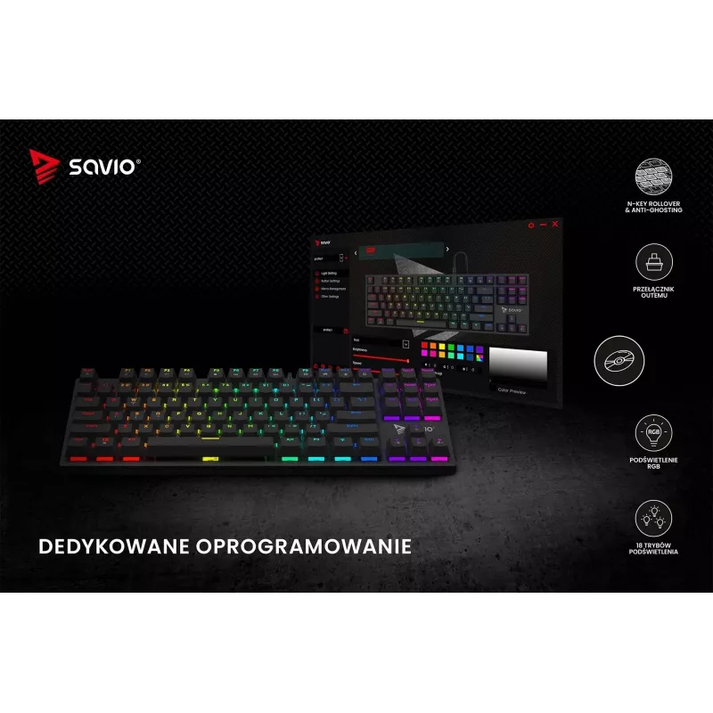 Savio mekaaninen näppäimistö RGB Tempest X2 Outemu Brown