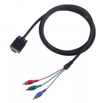 SBOX VGA–3×RCA-kaapeli VGA-1022 M/M 2 m, VGA-uros kolmeen RCA-composite, 2 metrin pituus
