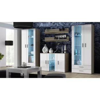 Cama Sideboard 120 cm SOHO S7 Sonoma-tammi/valkoinen kiiltävä