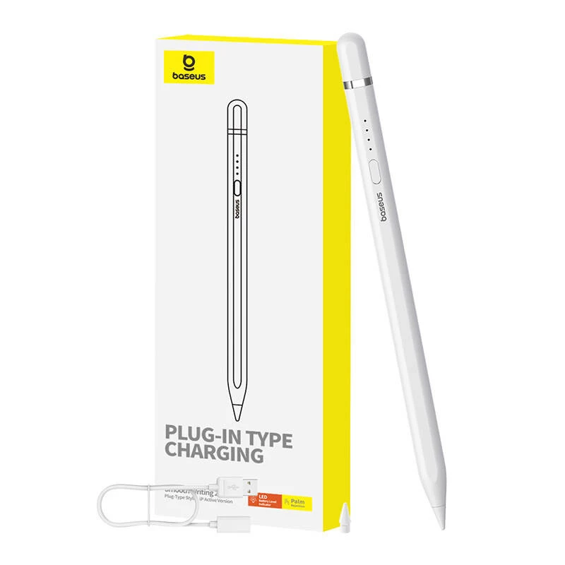 Stylus Baseus Smooth Writing Series Plug-in-lataus Lightning, valkoinen