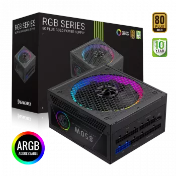 Gamemax virtalähde, 80 PLUS, Gold | RGB 850G | 850 W