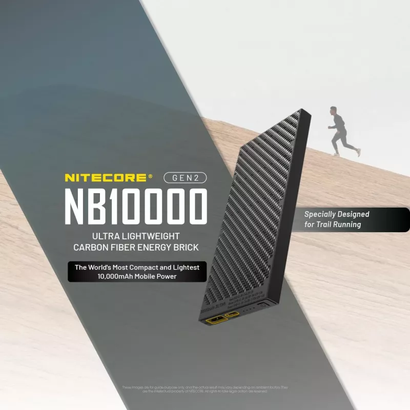 Kannettava varavirtalähde Nitecore NB10000 — 10000 mAh, USB‑A + USB‑C, 38 W kokonaisteho, harmaa