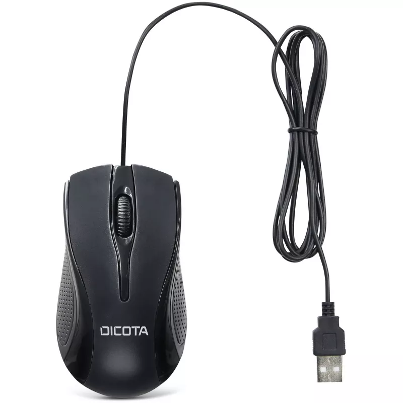 DICOTA - hiiri - molempikätinen - laser - 3 painiketta - johdollinen - USB - musta (D32011)