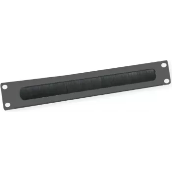 VALUE rack-peitelevy harjalla kaapelien läpivientiin – RAL 9005 – 2U – 25,4/48,3 cm (10 tuumaa/19 tuumaa)