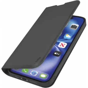 SBS TEWALIPSE25K Wallet Stand iPhone SE 2025 — musta, lompakko + teline