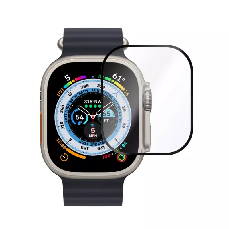 Fixed | Armor karkaistu lasi Apple Watch Ultra 49mm/Ultra 2 49mm -kelloon | musta