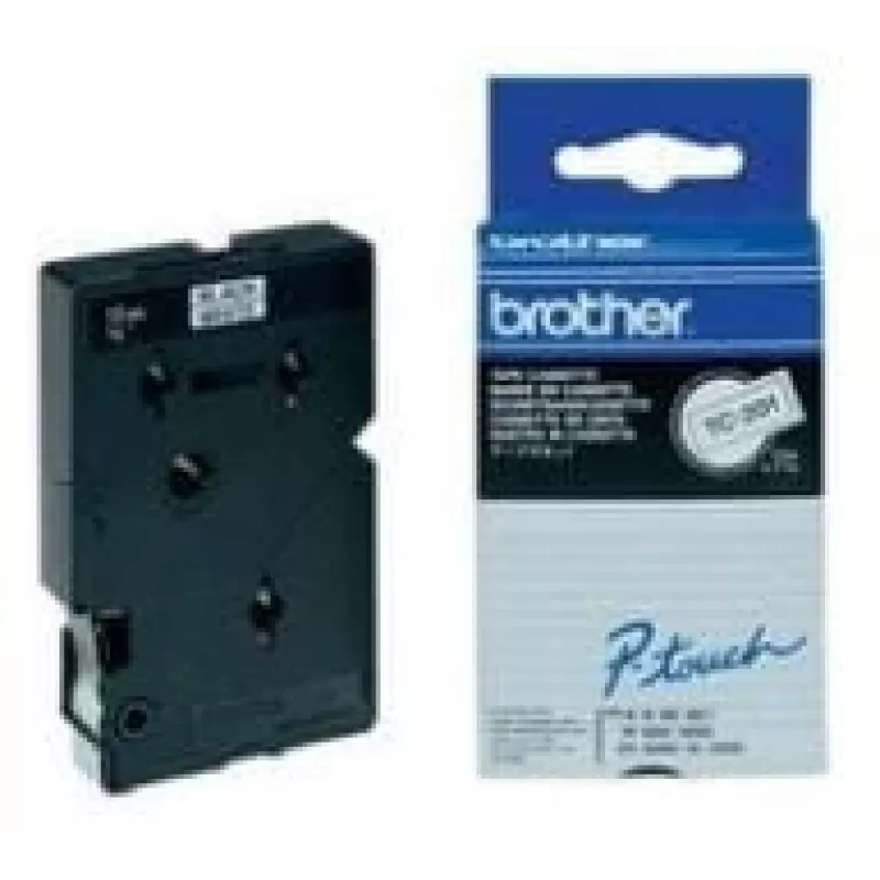 Brother Gloss Laminated Labelling Tape - 12 mm, musta/valkoinen, 10 kpl:n pakkaus merkintänauha TC