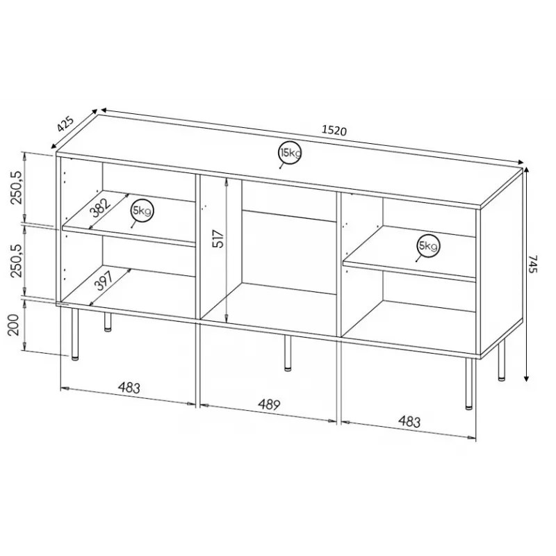 HOLE lipasto 152x42,5x74,5 cm valkoinen matta