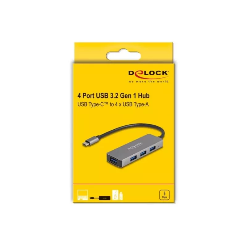 DeLOCK 63173 USB-keskitin Type-C 5000 Mbit/s musta