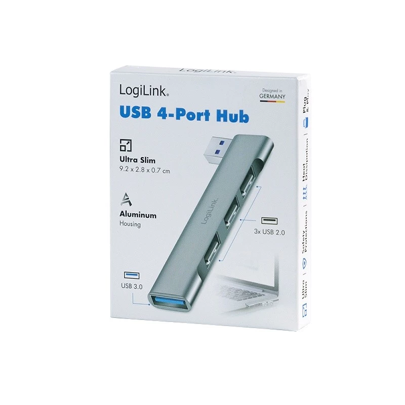 LogiLink USB 3.2 Gen1 keskitin 4-porttinen USB-A 1x USB3.0 AF 3x USB2.0 AF UA0436